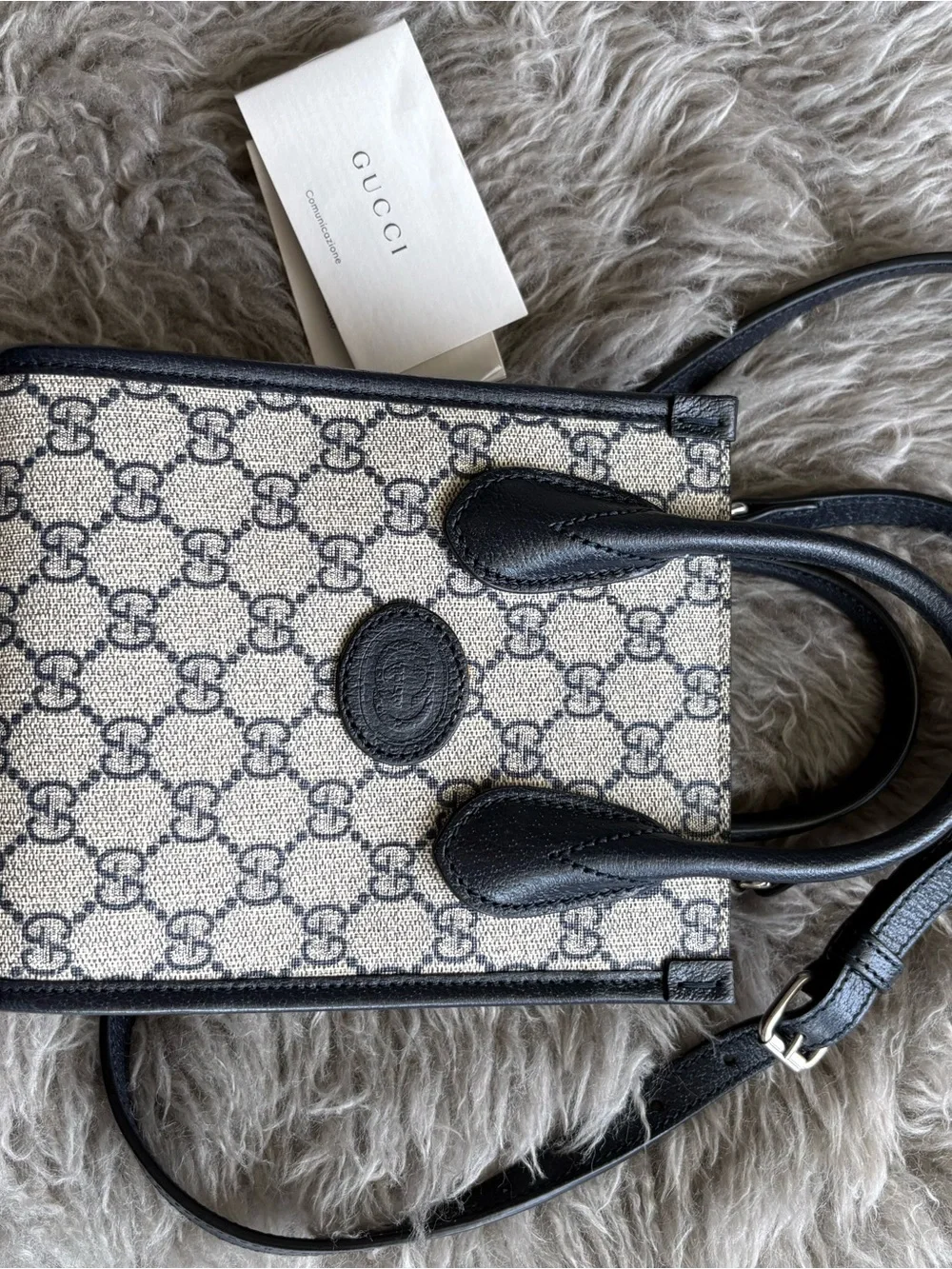 Gucci Beige & Black GG Supreme Mini Tote - Picture 1 of 5